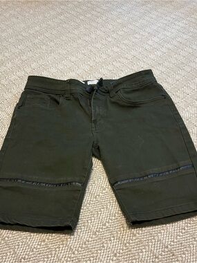 Men's Olive Green Flat Front Casual Shorts